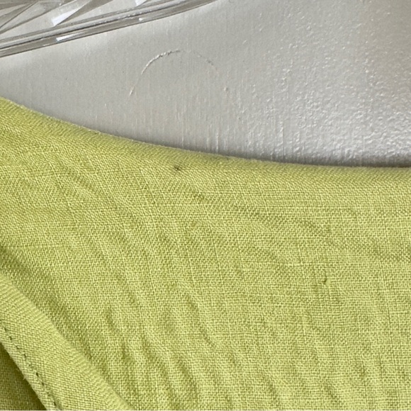 Putumayo 100% Linen Tailored V-Neck Blouse Chartreuse Women’s Size Large - Picture 5 of 11